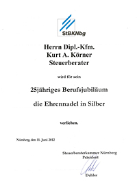 Kurt A Körner 25 Jaehriges Berufsjubileum